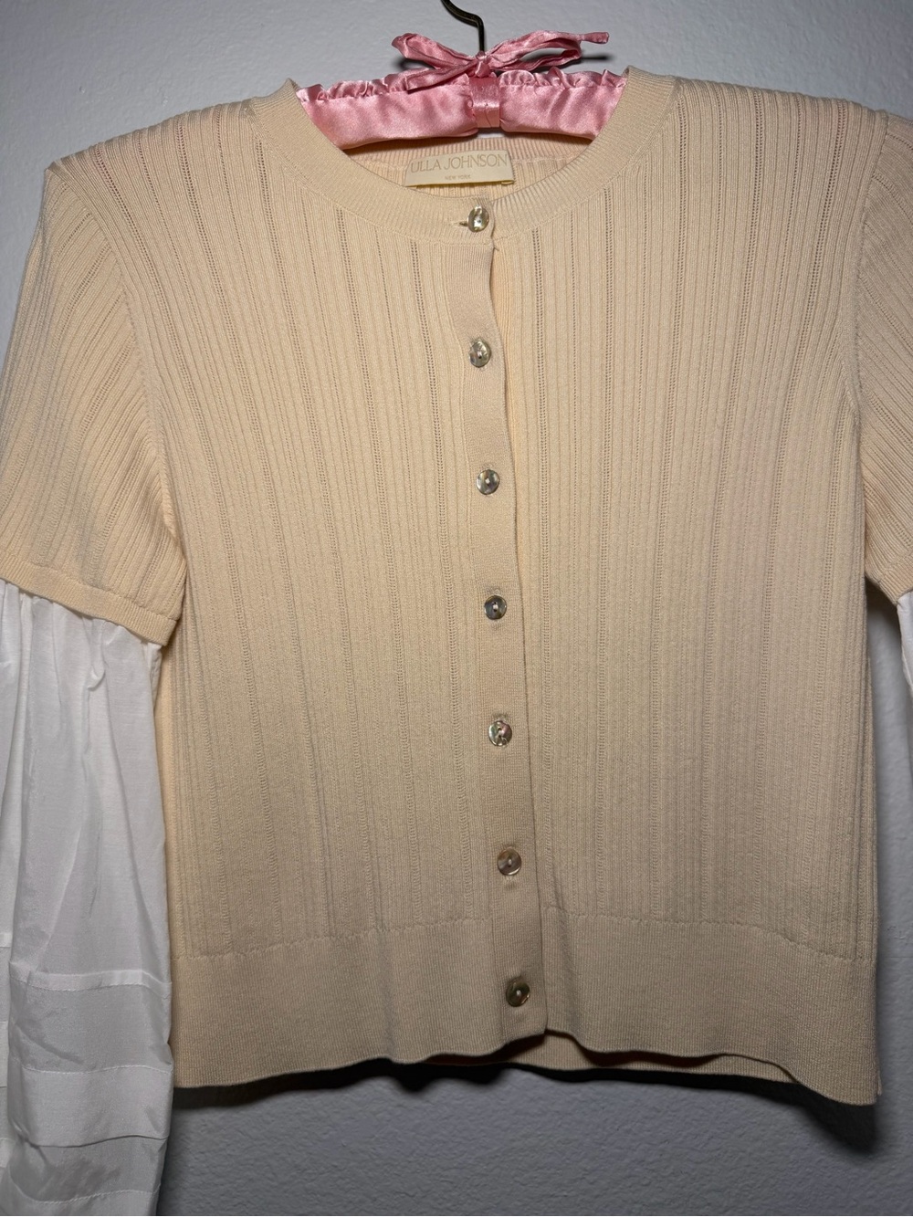 Ulla Johnson Beige Ribbed Button-Front Cardigan - Picture 7 of 8